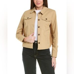 CAbi Mason Jacket Womens Medium Brown Blazer #4301 Tan Button Pockets Neutral